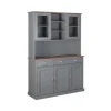ebuy24 Luzerna Vitrinenschrank mit 3+2 Türen und 3 Schubladen Grau Braun