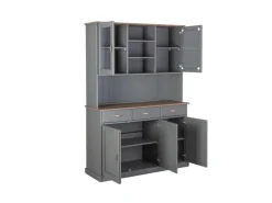 ebuy24 Luzerna Vitrinenschrank mit 3+2 Türen und 3 Schubladen Grau Braun