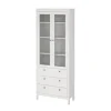ebuy24 Madrid Vitrinenschrank 2 Glastüren 3 Schubladen Weiß
