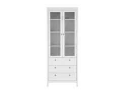 ebuy24 Madrid Vitrinenschrank 2 Glastüren 3 Schubladen Weiß