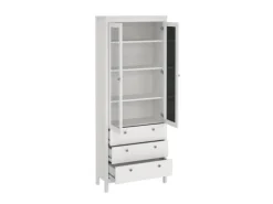 ebuy24 Madrid Vitrinenschrank 2 Glastüren 3 Schubladen Weiß