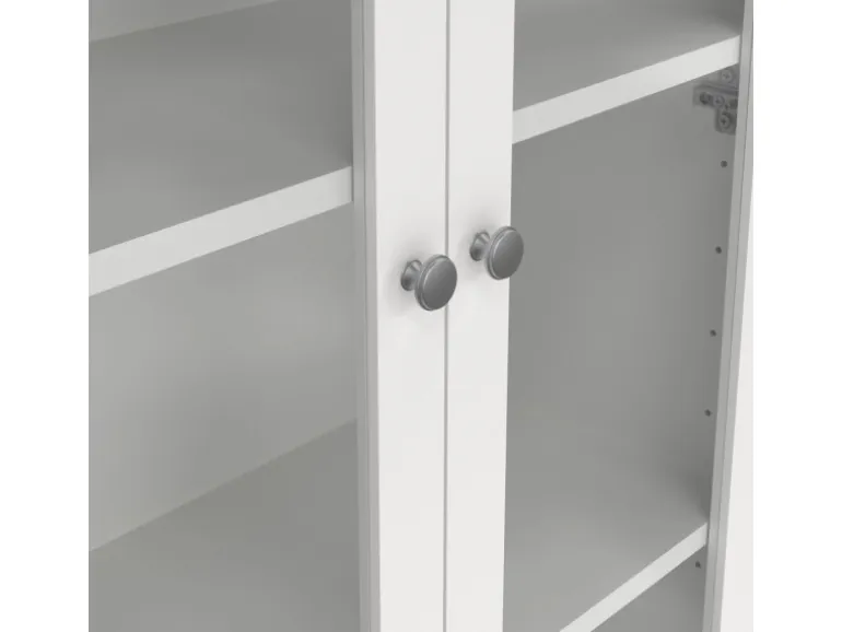 ebuy24 Madrid Vitrinenschrank 2 Glastüren 3 Schubladen Weiß