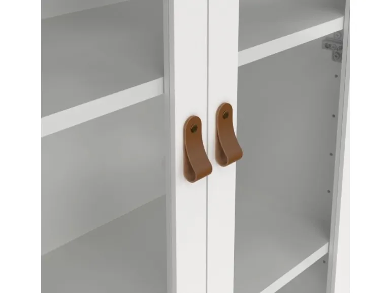 ebuy24 Madrid Vitrinenschrank 2 Glastüren 3 Schubladen Weiß