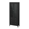ebuy24 Madrid Vitrinenschrank 2 Glastüren 3 Schubladen Schwarz Matt