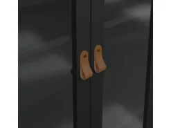 ebuy24 Madrid Vitrinenschrank 2 Glastüren 3 Schubladen Schwarz Matt