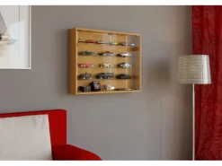 ebuy24 Mandosa L Vitrinenschrank an der Wand Montierte 2 Glastüren Buche Dekor