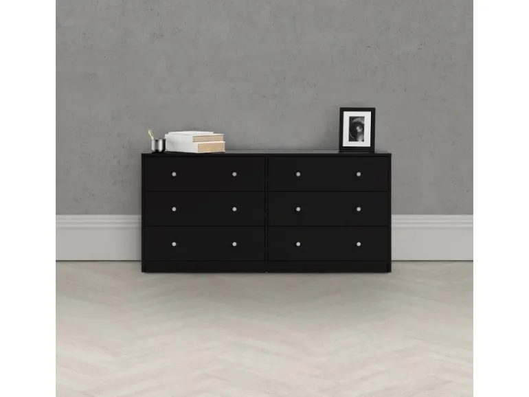 ebuy24 Maria Kommode Breit mit 6 Schubladen Schwarz