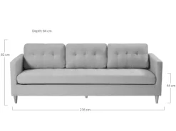 ebuy24 Marino Sofa 3 Personen Stoff Grau