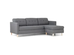 ebuy24 Marino Sofa Chaiselongsofa Rechts oder Links Gewendet in HellGrauen Stoff mit Holzbeinen