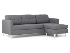 ebuy24 Marino Sofa Chaiselongsofa Rechts oder Links Gewendet in HellGrauen Stoff mit Holzbeinen