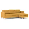 ebuy24 Marino Sofa Chaiselongsofa Rechts oder Links Gewendet in Stoff Currygelb mit Holzbeinen