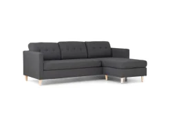 ebuy24 Marino Sofa Chaiselongsofa Rechts oder Links Gewendet in DunkelGrauen Stoff mit Holzbeinen