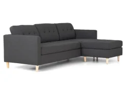 ebuy24 Marino Sofa Chaiselongsofa Rechts oder Links Gewendet in DunkelGrauen Stoff mit Holzbeinen