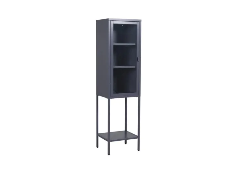 ebuy24 Misha Vitrinenschrank 1 Tür 4 Ablagen Grau