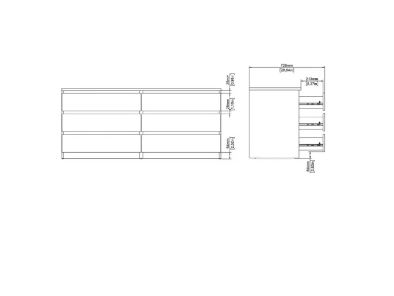 ebuy24 Naia Kommode 6 Schubladen Schwarze Struktur