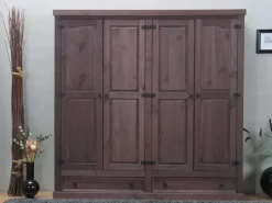 ebuy24 New Mexico Kleiderschrank 4-trg mit 2 Schubladen Gebeitzt Wachs