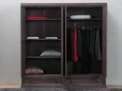ebuy24 New Mexico Kleiderschrank 4-trg mit 2 Schubladen Gebeitzt Wachs