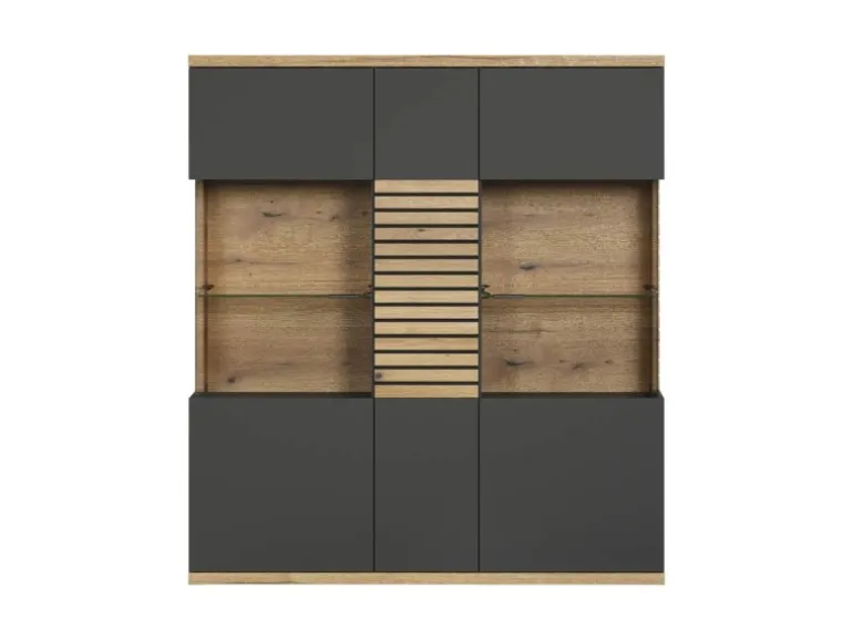 ebuy24 Norris1 Vitrinenschrank Grau Eiche Dekor