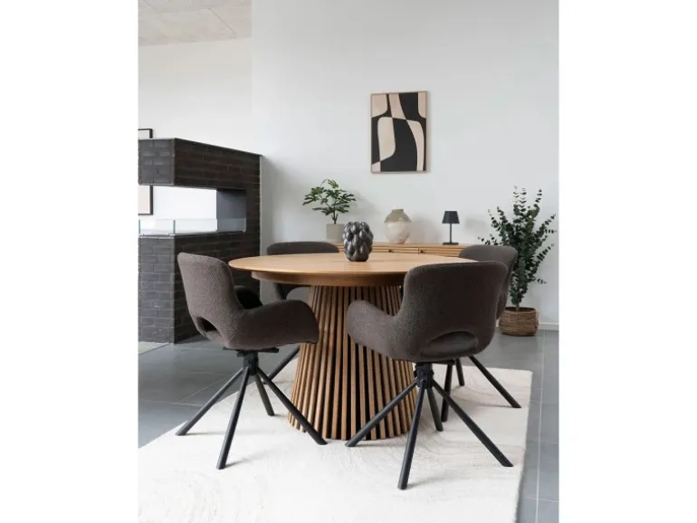 ebuy24 Osaka Esstisch inkl 2 Zusatzplatten Ø120x120-160-200cm Eiche Furnier