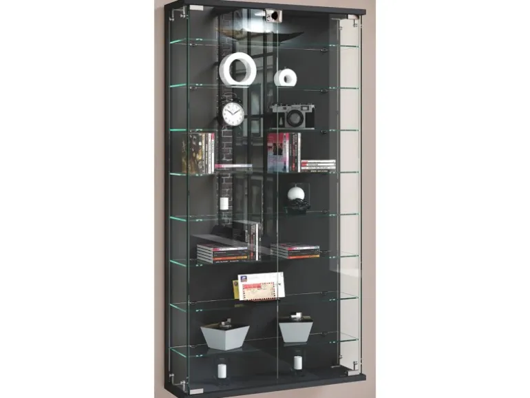 ebuy24 RelasL Vitrinenschrank Wandhängend 2 Türen Anthrazit