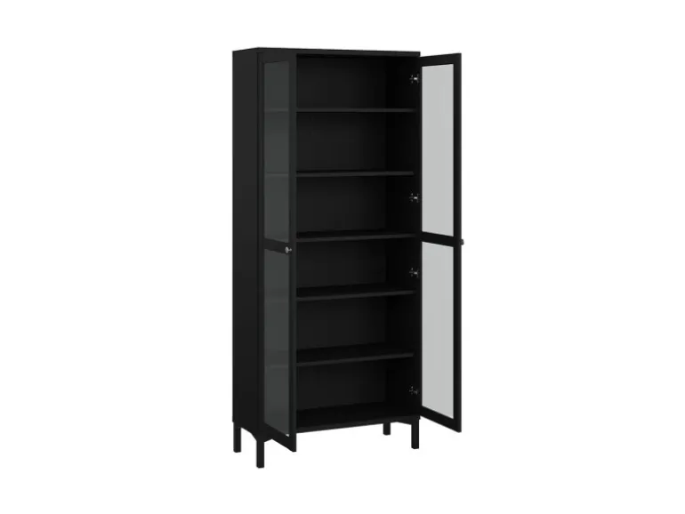 ebuy24 Roma Vitrinenschrank 2 Türen Matt Schwarz