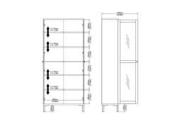 ebuy24 Roma Vitrinenschrank 2 Türen Matt Schwarz