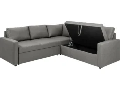ebuy24 Sacramento Ecksofa Versteckte Aufbewahrung und Ausziehbares Bett HellGrau