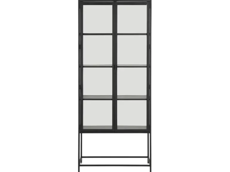 ebuy24 Sea Vitrinenschrank A 2 Glastüren und 4 Regale Schwarz