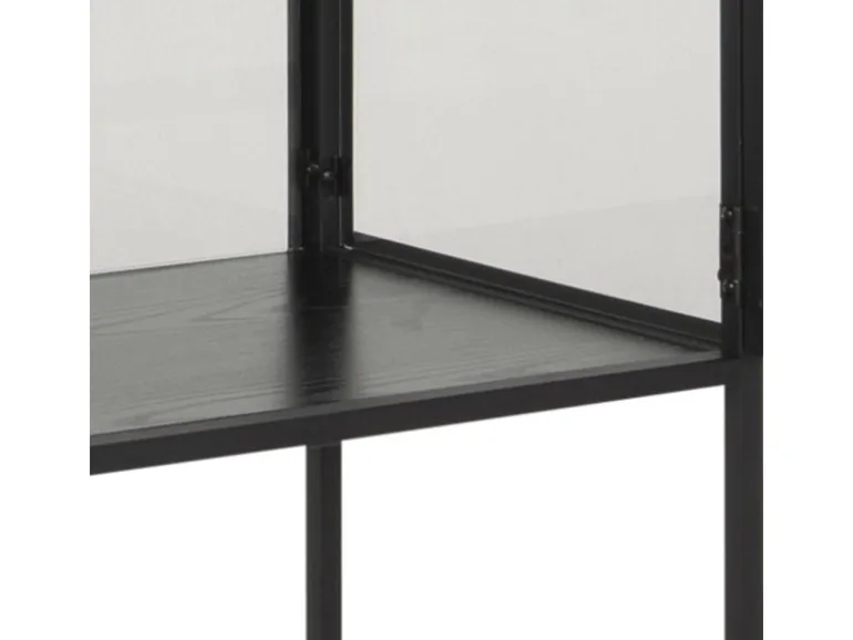 ebuy24 Sea Vitrinenschrank A 2 Glastüren und 4 Regale Schwarz