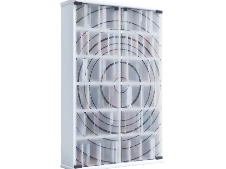 ebuy24 TilanoL Vitrinenschrank CD DVD 6 Ablagen 2 Türen Weiß