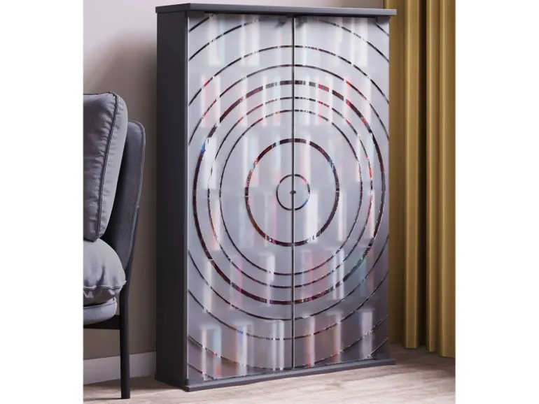 ebuy24 TilanoL Vitrinenschrank CD DVD 6 Ablagen 2 Türen Anthrazit