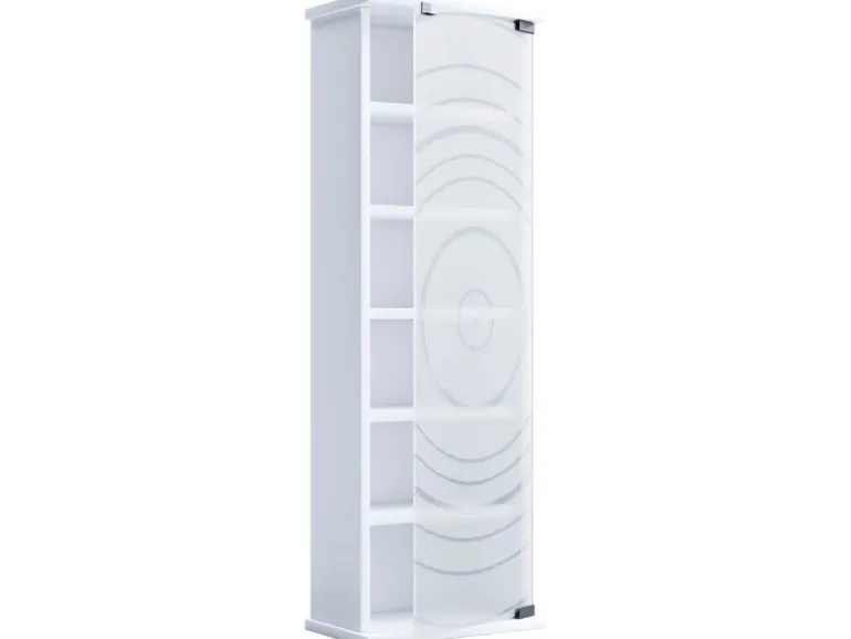ebuy24 TilanoM Vitrinenschrank CD DVD 6 Ablagen 1 Tür Weiß