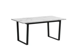 ebuy24 Tilst Essgruppe Tisch Weiß Marmor Print mit 4 Stühlen Velour Schwarz