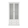 ebuy24 Venedig Vitrinenschrank 2-Türig mit 2 Schubladen Breite 97 cm Höhe 201 cm Weiß
