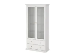 ebuy24 Venedig Vitrinenschrank 2-Türig mit 2 Schubladen Breite 97 cm Höhe 201 cm Weiß