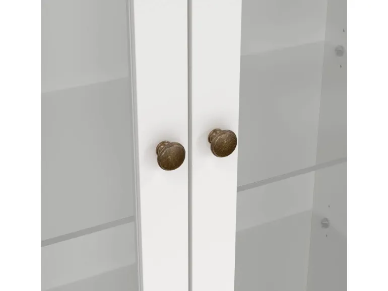 ebuy24 Venedig Vitrinenschrank 2-Türig mit 2 Schubladen Breite 97 cm Höhe 201 cm Weiß