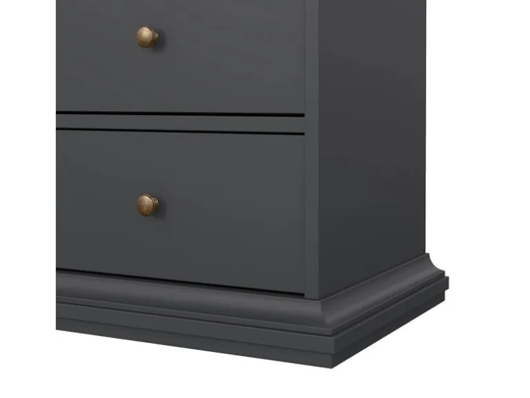 ebuy24 Venedig Vitrinenschrank 2 Glastüren und 2 Schubladen Matt Grau