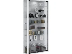 ebuy24 Vitrosa Maxi Vitrinenschrank Wandhängend mit 2 Glastüren und Licht Weiß