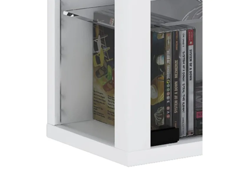 ebuy24 Vitrosa Maxi Vitrinenschrank Wandhängend mit 2 Glastüren und Licht Weiß