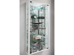 ebuy24 VitrosaMaxi Vitrinenschrank Wandhängend mit Spiegel 2 Glastüren Weiß