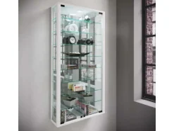 ebuy24 VitrosaMaxi Vitrinenschrank Wandhängend mit Spiegel 2 Glastüren Weiß