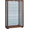 ebuy24 VitrosaMaxi Vitrinenschrank Wandhängend mit Spiegel 2 Glastüren Nussbaum Dekor