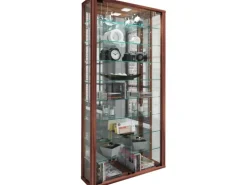 ebuy24 VitrosaMaxi Vitrinenschrank Wandhängend mit Spiegel 2 Glastüren Nussbaum Dekor