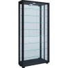 ebuy24 VitrosaMaxi Vitrinenschrank Wandhängend mit Spiegel 2 Glastüren Inkl LED-Leuchten Schwarz