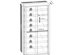 ebuy24 VitrosaMaxi Vitrinenschrank Wandhängend mit Spiegel 2 Glastüren Inkl LED-Leuchten Schwarz
