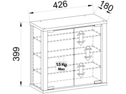ebuy24 VitrosaS Vitrinenschrank Wandhängend 2 Glastüren Anthrazit