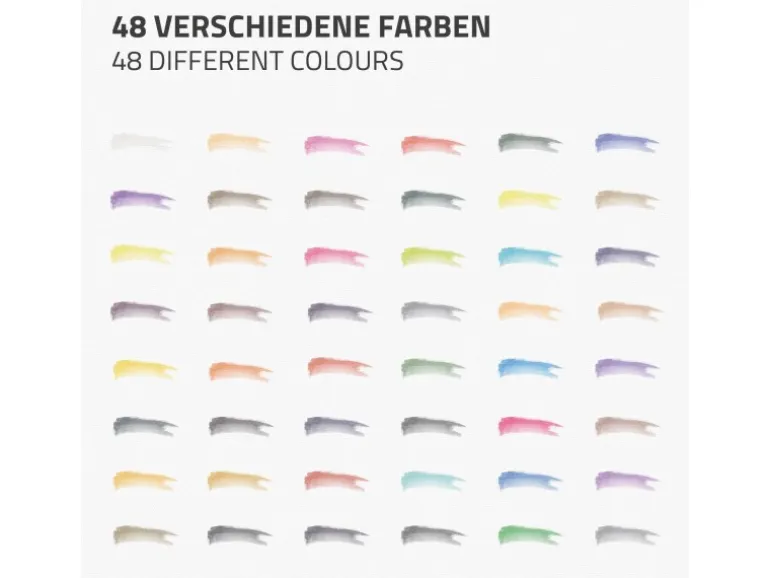 ECD Germany Aquarellfarben Set 48 Farben in Tragbarer Box inkl Pinsel