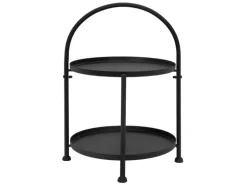 ECD Germany Beistelltisch Rund 33x45cm Schwarz Metall Klappbar Industriell