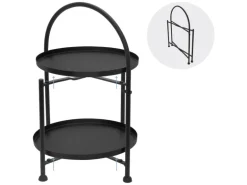 ECD Germany Beistelltisch Rund 33x45cm Schwarz Metall Klappbar Industriell