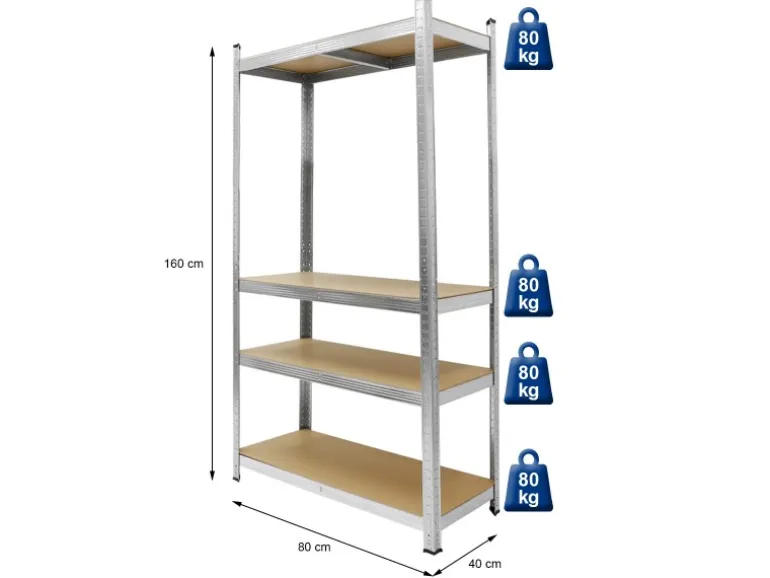 ECD Germany 2Er Werkstattregal 160x80x40cm bis 320kg aus Metall 4 MDF-Platten